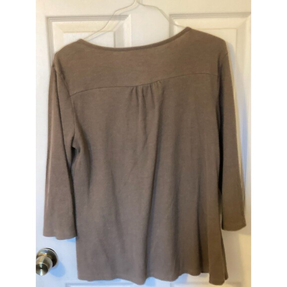 St Johns Bay Women Henley Top Size L Olive Green - Picture 2 of 4